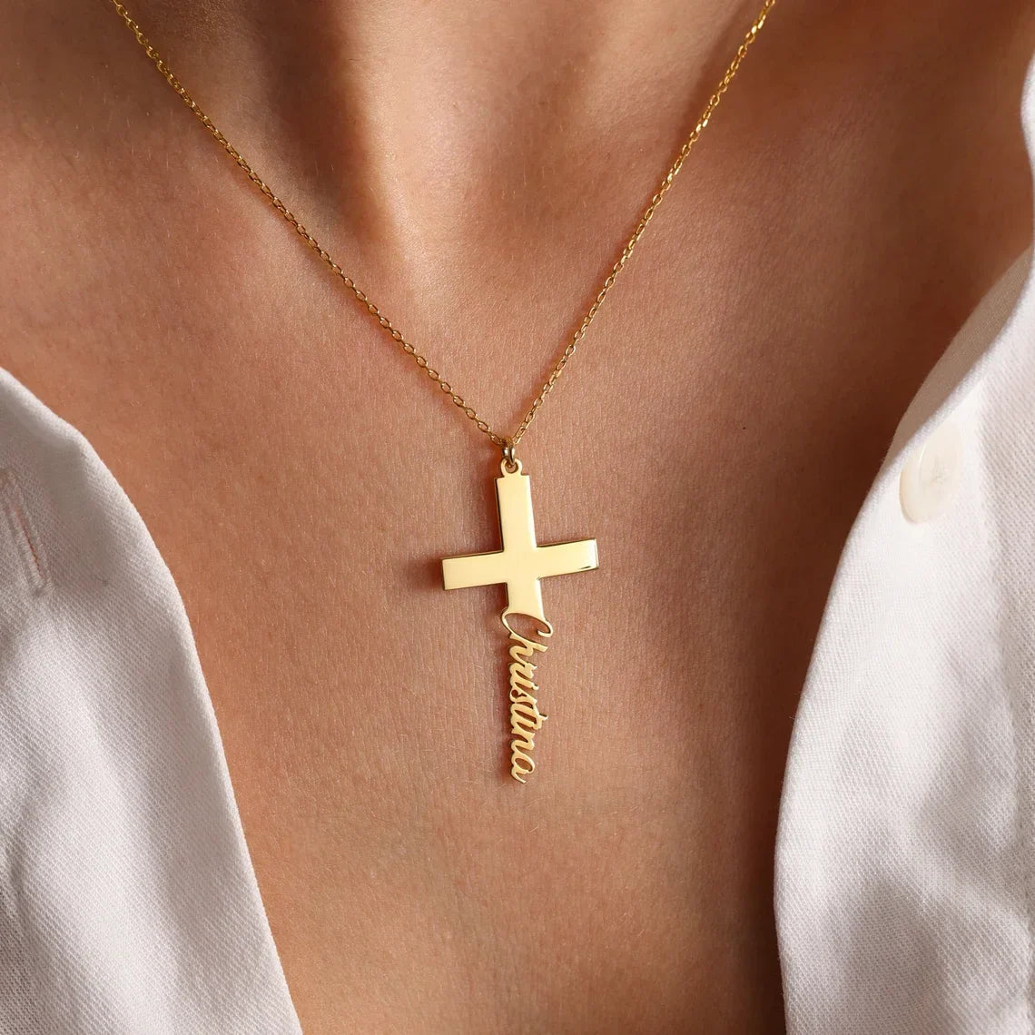 Belief - Personalisierte Halskette mit Kreuz und Name